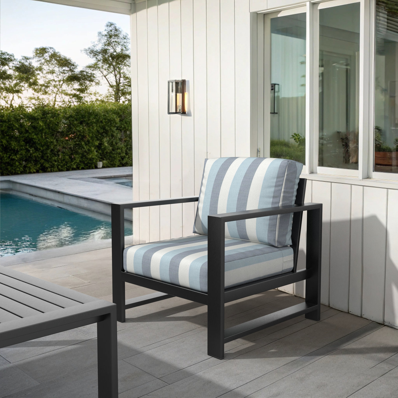 Dulcie Sunbrella® Patio Lounge Chair, Sunbrella Direction Dew