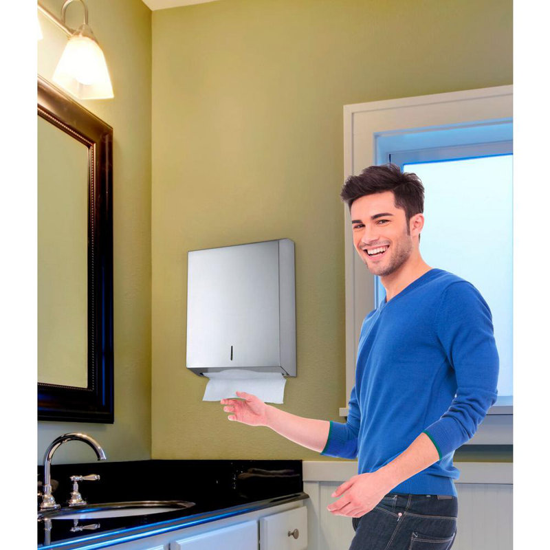 Distributeur de papier essuie-tout en acier inoxydable, Argent argent