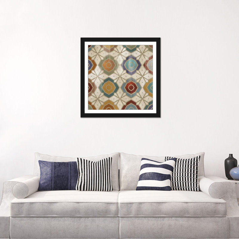 « gallactica tile i », impression sur toile, H 18 po x l 18 po x P 1,5 po, Toile avec cadre noir, Blanc