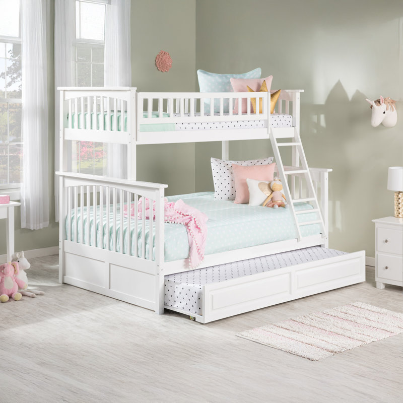 Flinn Kids Bunk Bed with Trundle, Twin over Full, White