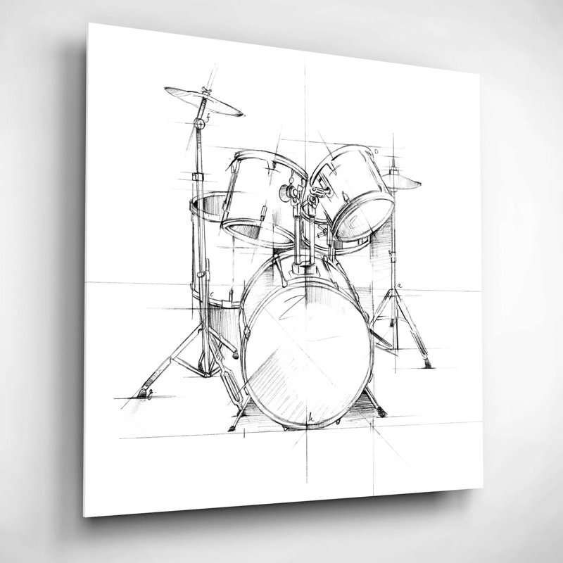 Dessin de tambour par Ethan Harper - reproduction de dessin non encadrée, H 12 po x l 12 po x P 0,12 po