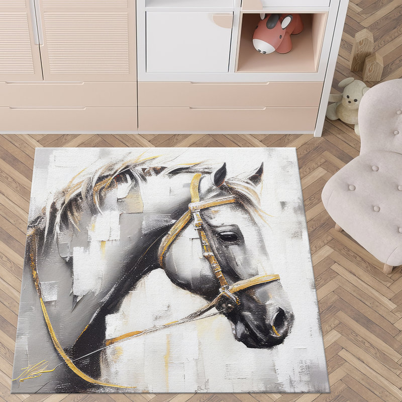 Artistic Abstract Design Printed Rug with Soft Plush Pile Ideal for Luxurious Home Decor Enhancement, Square 5'11"