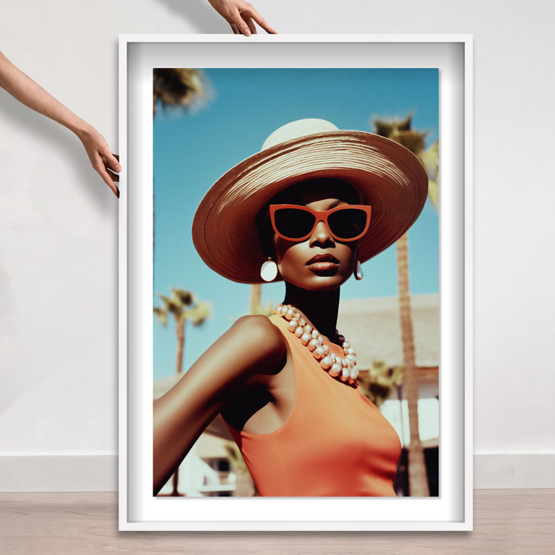 Elegant Palm Springs WomanShadowbox by Oliver Gal, 31.5" H x 21.5" W, White
