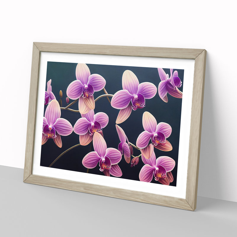 Enigmatic Orchid Flowers - Single Picture Frame Print, 34cm H x 46cm W x 2cm D, Oak Framed