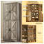 Grand garde-manger de style campagnard de 72 po avec portes de grange, armoire de rangement en bois délavé gris avec tablettes réglables et 8 supports de porte pour la cuisine et l'organisation de la salle à manger-833498350