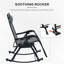 Chaises berçantes d'extérieur 2 pièces Outsunny, chaise berçante inclinable et inclinable pliable avec coussin, porte-gobelet et téléphone, pieds combinés, gris-2028488034