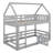 Twin Over Twin House Bunk Bed With Fence And Door-80935888
