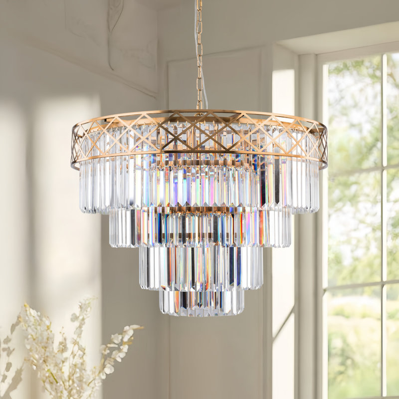 Lustre en cristal à 7 niveaux à intensité variable de 31,5 po Lauryna
