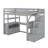 Wooded Twin Size Loft Bed With A L-Shaped Desk,  2 Drawers, 3 Storage Shelves-2084633644