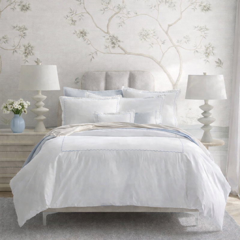Scallop Hotel Blue with Blue, Blue, Full Duvet Cover + 3 Additional Pieces