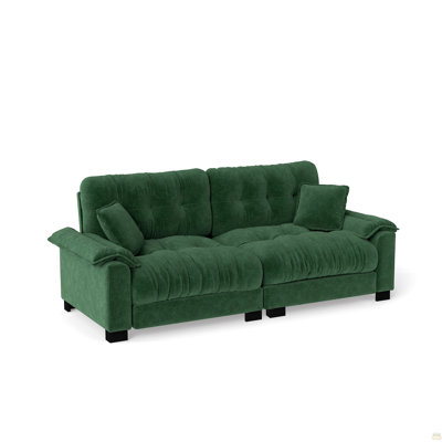 Modern 94" Chenille Pleated 3-Seater Sofa with Durable Spring Support & Thick Dense Foam Cushions