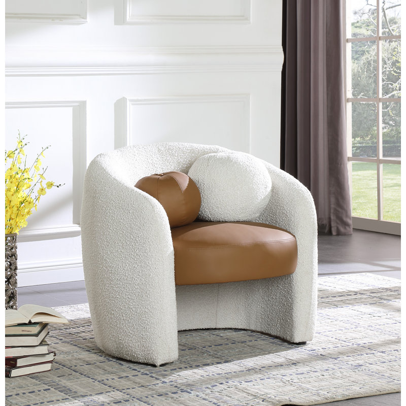 Fauteuil d'appoint Acadia, Cuir cognac végétalien