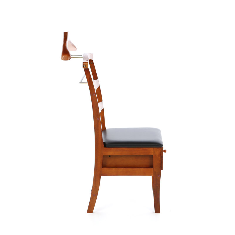 Solid Wood Freestanding Valet Stand, Light Walnut