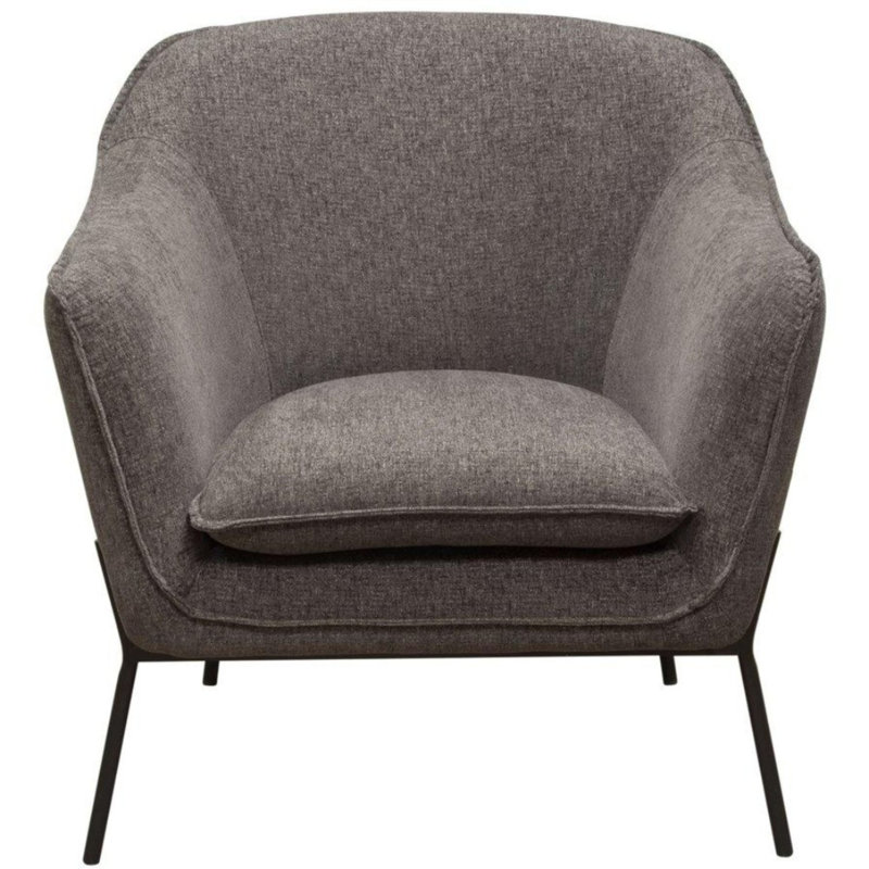Fauteuil demi-tonneau en polyester Ignatzia, Gris