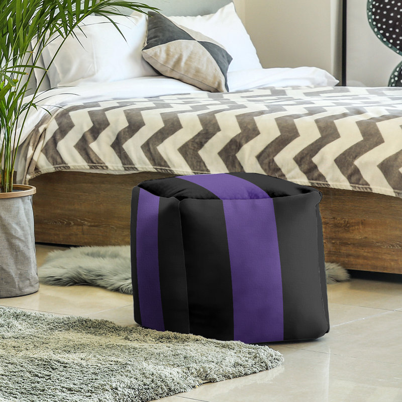 Repose-pieds cube la ours college stripes, Noir / mauve / noir