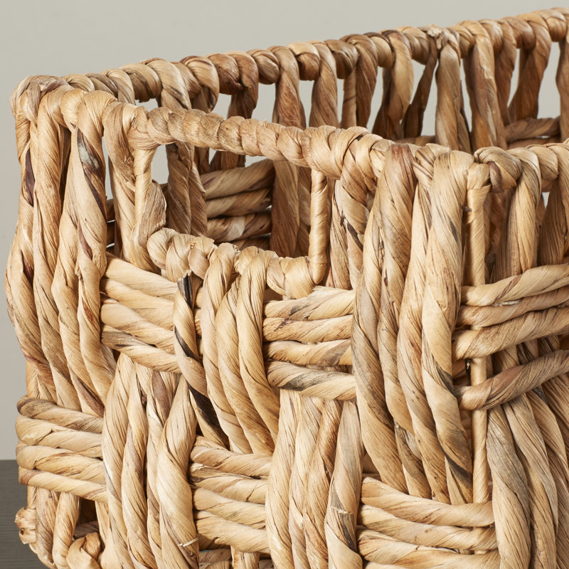 2 Piece Brown Jute Handmade Storage Basket with Handles Set, 16", 13"W
