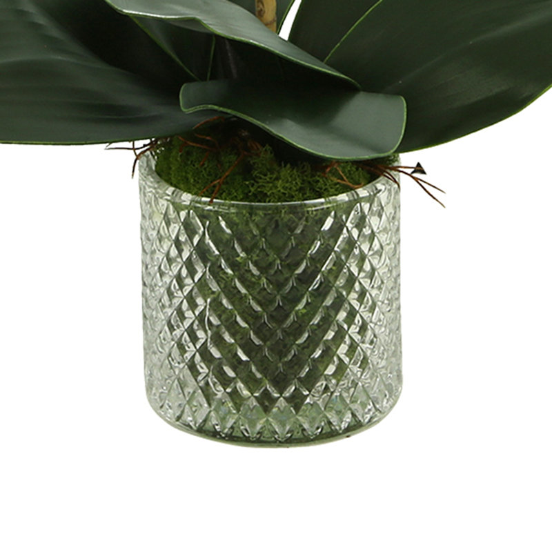 Purple Polysilk Orchid Floral Arrangement in Glass Vase