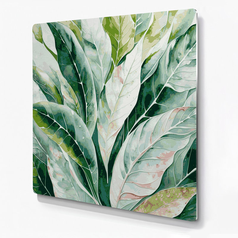 Art mural en métal Botanical Aglaonema, H 96 po x l 96 po x P 0,05 po