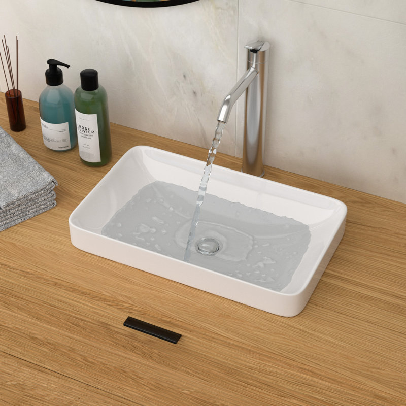 12 po x 19 po, blanc, lavabo de salle de bain en céramique, style vasque moderne, surface teintée, finition polie, bureaux 19 po x 12 po, céramique, comptoir acide et rayé, entretien sans effort, bonde standard