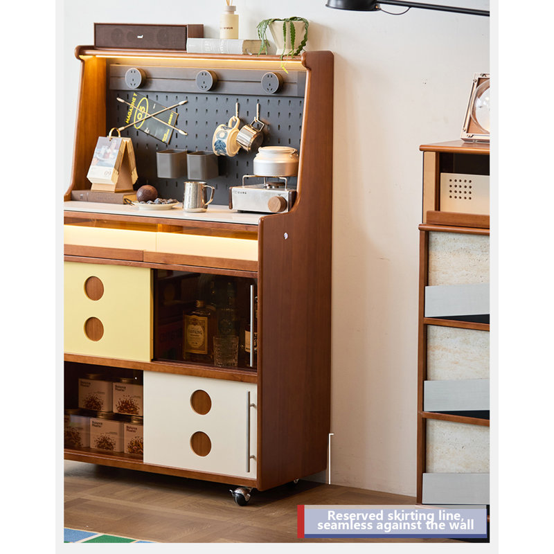 35.4-inch Solid Boxwood Mobile Pantry Cabinet