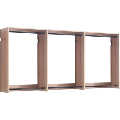  Oak Modular Closet System 31.5 to 94.5in Wide Wall Mount Double Rod Wood Design