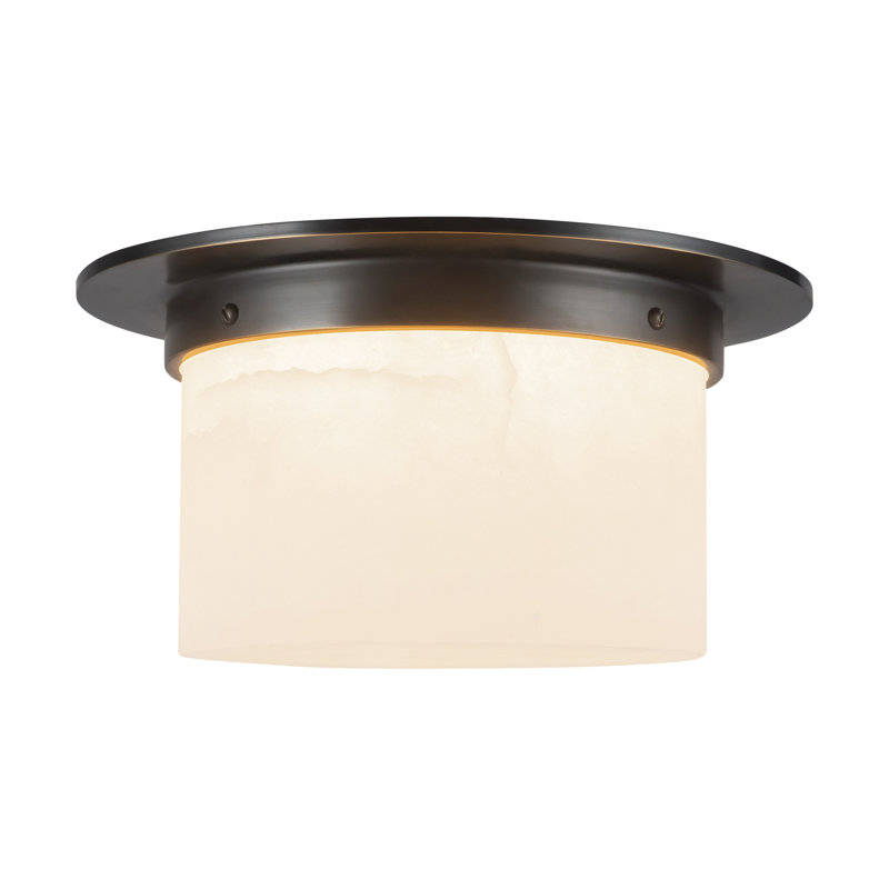 Mineral 11-in Brass Flush Mount, Alabaster, Oil Rubbed Bronze