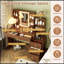 Bureau de maquillage avec miroir lumineux, 5 tiroirs et tablettes de rangement ouvertes-133292921