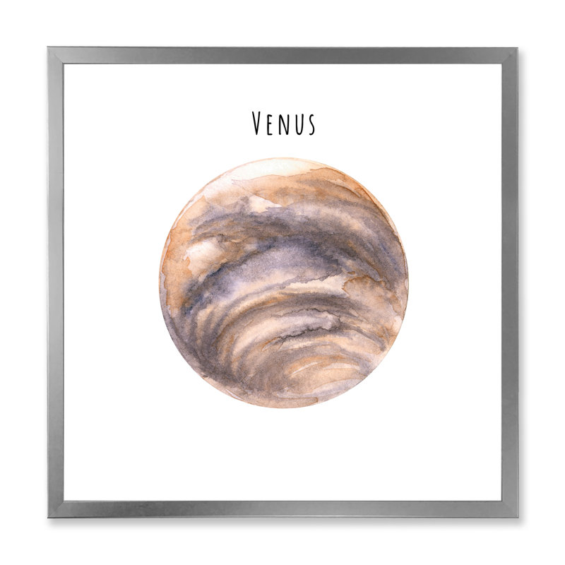 Planète Vénus - reproduction d'art sur toile, H 30 po x l 30 po x P 1 po, Encadrement argenté