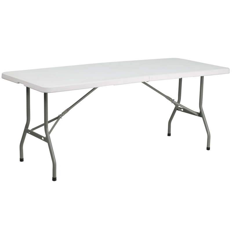 8-Foot Bi-Fold Plastic Banquet and Event Folding Table with Carrying Handle, 29" H x 30" W x 72" D
