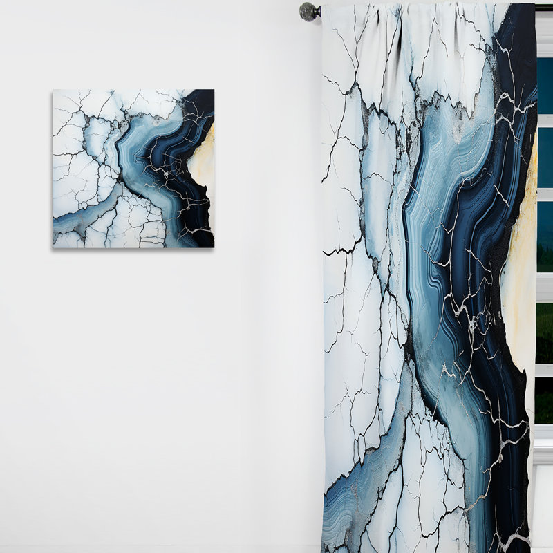 Cho Blue Stone Geode Minimalism II - Traditional Velvet Curtain - Room Darkening - 1 panel, 52" W x 95" L