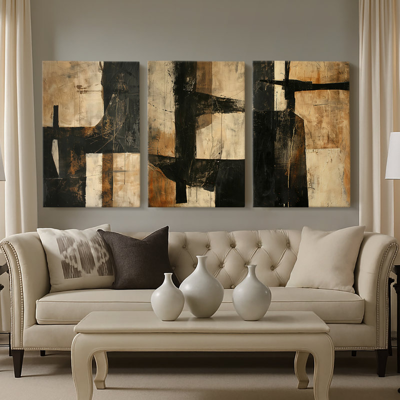 ABSTRACT Series CCCCL - Toile tendue sur mesure - 3 pièces, H 60 po x l 120 po