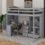 Lit mezzanine simple avec bureau en L et tiroirs, armoire et escalier de rangement-114555072