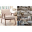 Fauteuil à oreilles à oreilles avec structure et siège robuste de style Mid-Century-125559873