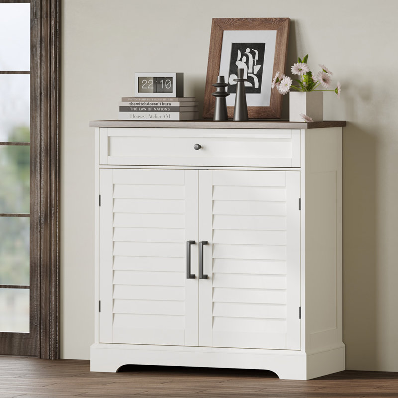 Armoire d'appoint 2 tiroirs avec tiroir, Brun / blanc doux