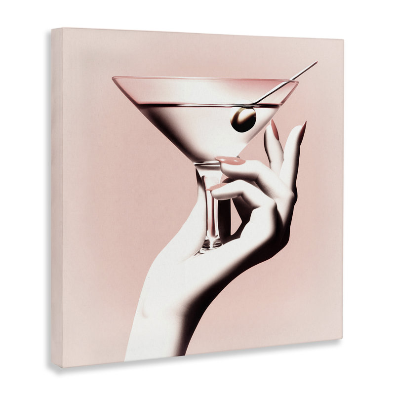 Art mural sur toile Martini Stirred Pink, design par Sophie 6, H 17 po x l 17 po