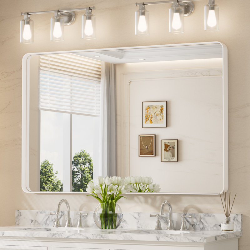 Miroir d'appoint Tyro, 36 po x 55 po, Blanc, Rectangulaire