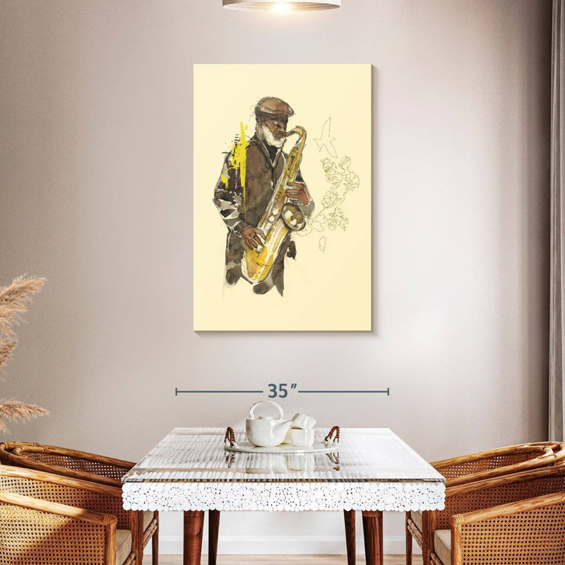 Abarca Floral Saxophone Player, 45" H x 30" W