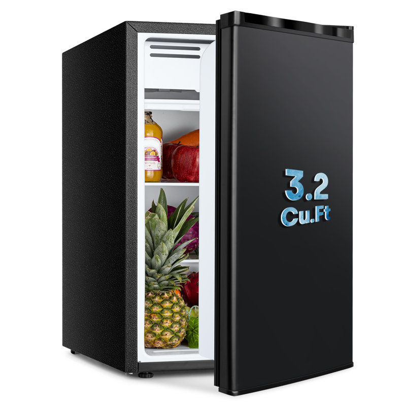 BacklD 3.2 Cu.Ft Mini Fridge with Freezer, Reversible Singel Door Small Fridge, Compact Refrigerator with Adjustable Thermostat, Energy Saving & Low Noise for Dorm, Bedroom, Office, Black
