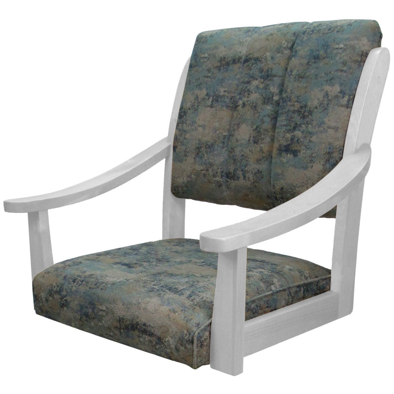 White Solid Wood Swivel Counter Stool with Upholstered Seat