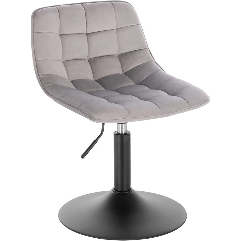 Suncrest Swivel Upholstered Velvet Adjustable Height Bar Stool with Steel Frame, Light Grey