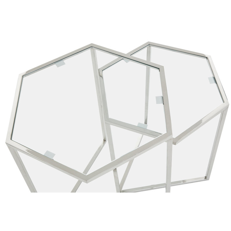 Searle Glass Top Nesting Tables, Silver