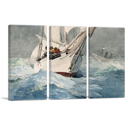 «Diamond Shoal 1905» par Winslow Homer, ensemble de 3 reproductions d'art sur toile tendue