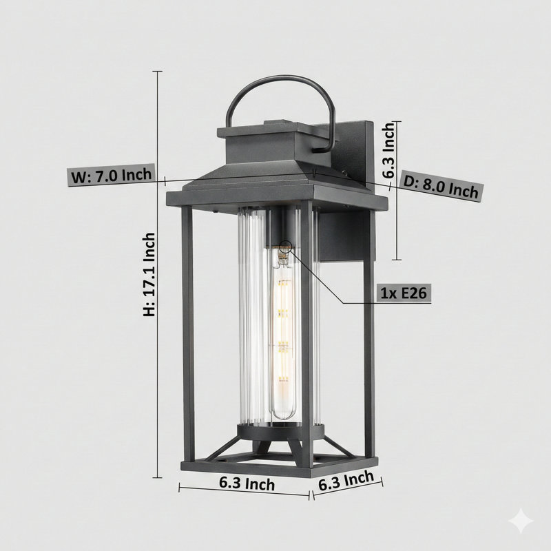 A Pair Of Modern Outdoor Porch Lights With A Textured Black Finish, Designed For Wall Mounting. These Waterproof And Rust-Resistant Sconce Lanterns Are Suitable For Houses, Front Porches, And Garage Areas (Set Of Two).