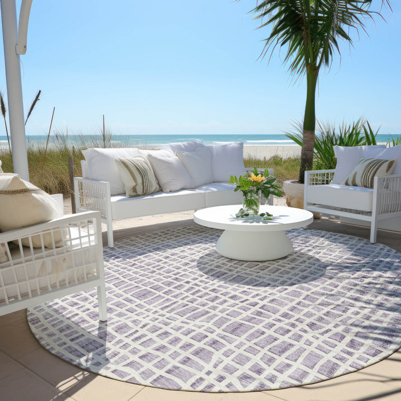  Finck Non-Slip Indoor / Outdoor Door Mat, Round 8'