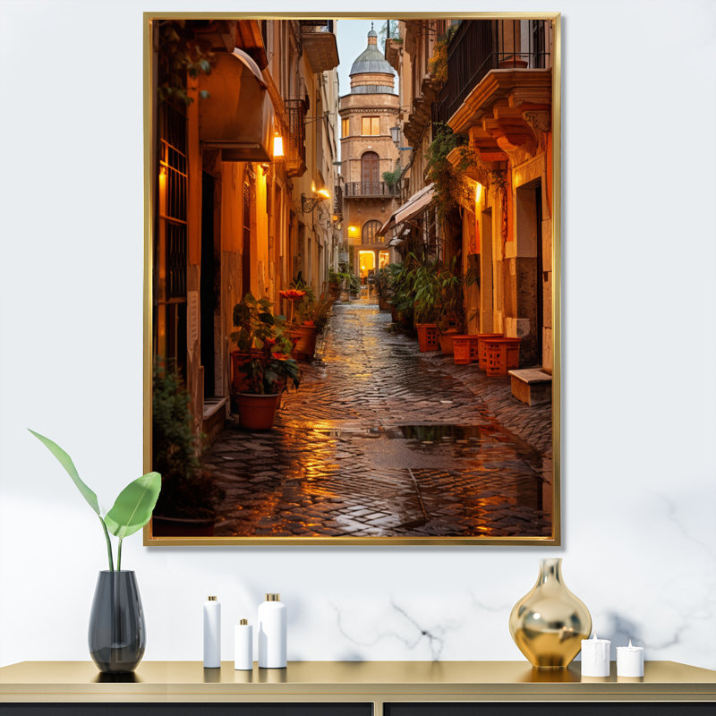 Maighdiln Italy Eternal City Whispers, 32" H x 24" W x 1" D, Gold Floater Framed