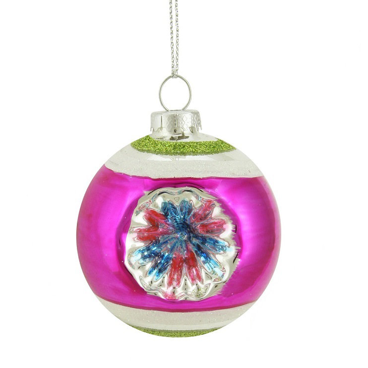 Ornement boule de Noël en verre fuchsia, Fuchsia