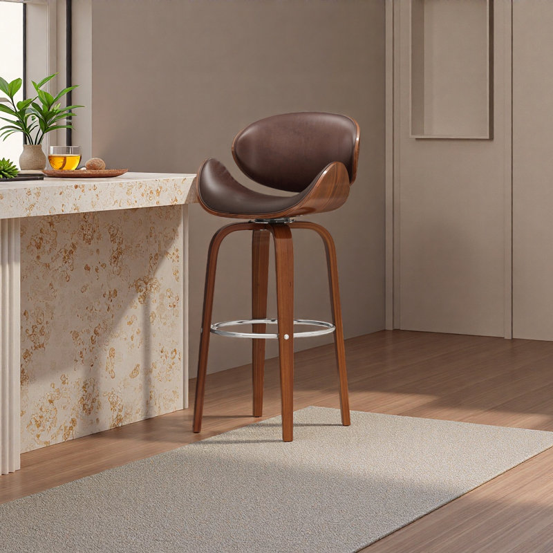 Tabouret de bar pivotant Mid-Century, Brun