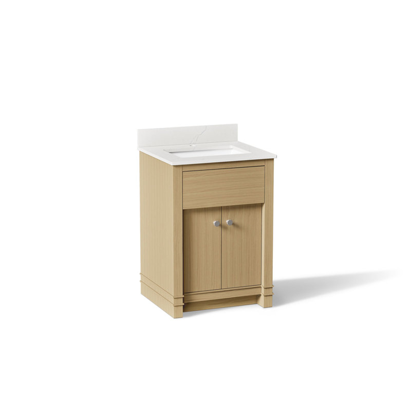 Alouette Bathroom Vanity Cabinet With Sink And Quartz Top, Brown, 25''