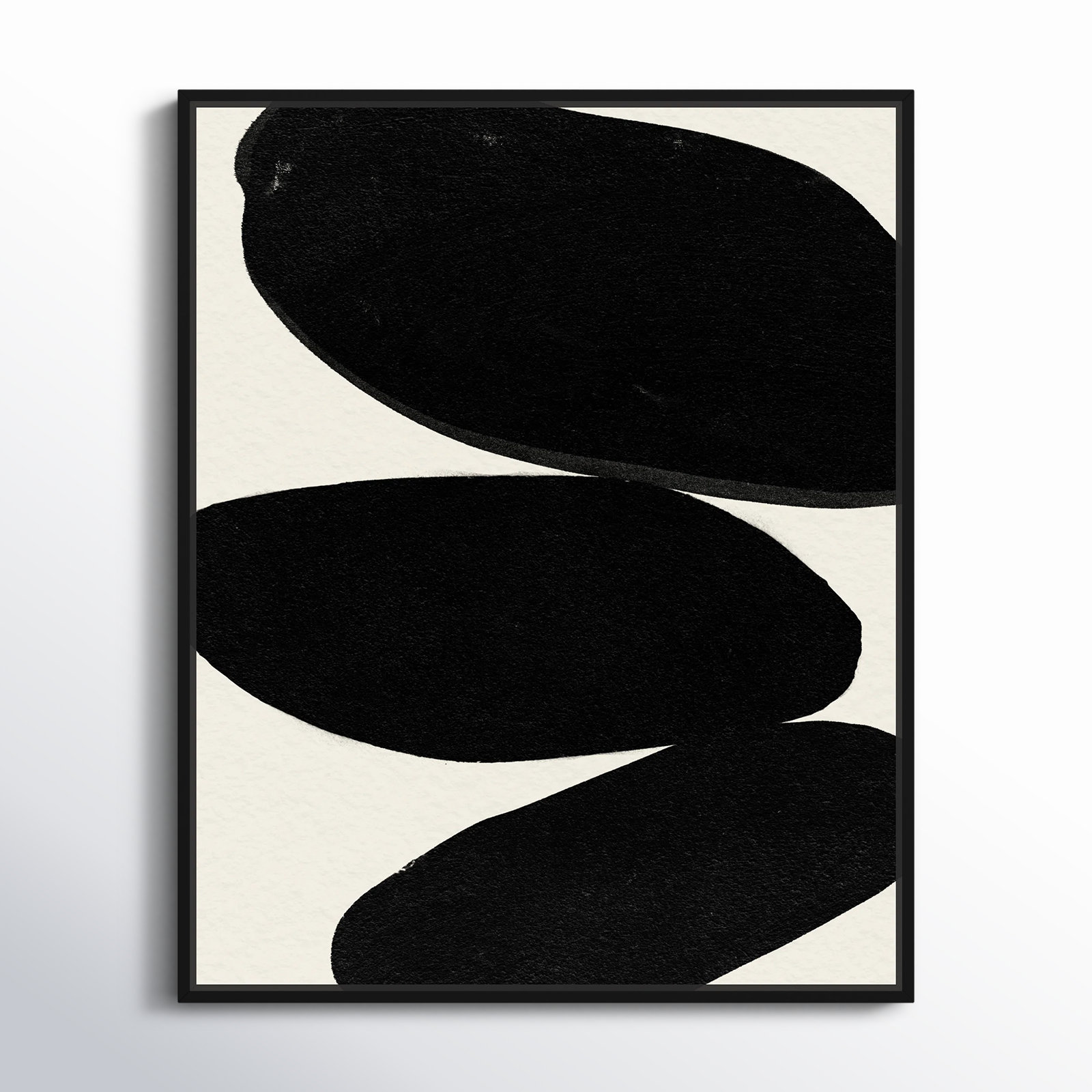 Beige and Black Abstract Modern Print, Black, 31" H x 25" W