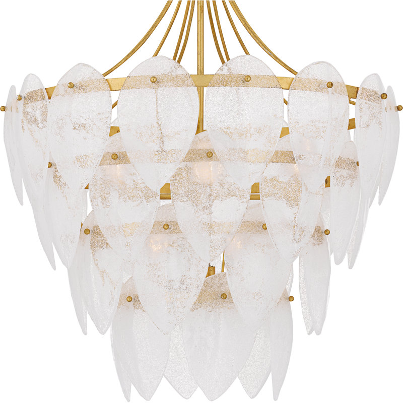 Luminaire suspendu feuille 7 lumières Lilestone, Doré